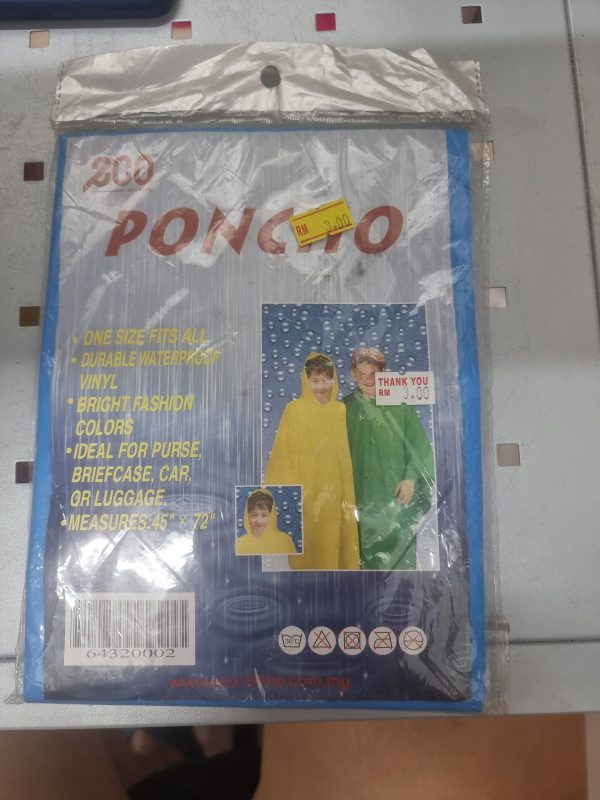 Poncho durable waterproof vinyl