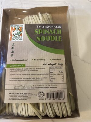Radiant whole food true goodness spinach noodle 250g